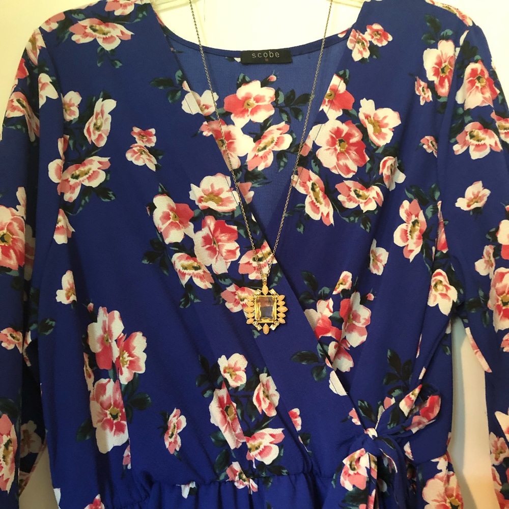 Royal blue floral dress - Picture 2 of 5